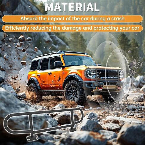 KUAFU Front Bull Bar Brush Guard متوافق مع 2021-2025 Ford Bronco Bumper Grille Grill Guard إطار تأثير مع مصد معياري فقط مسحوق فولاذي مطلي باللون الأسود in Saudi Arabia
