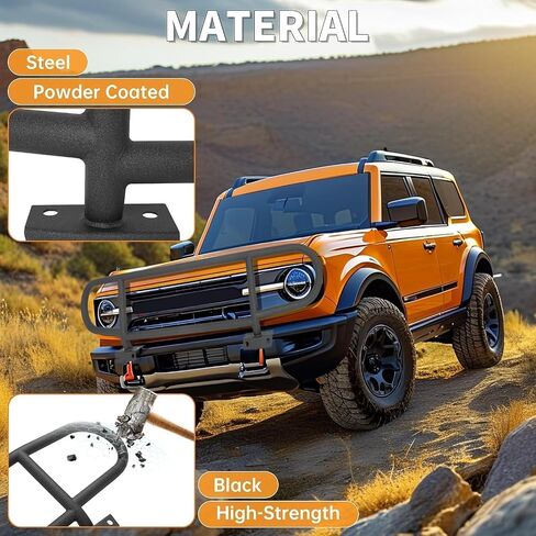 KUAFU Front Bull Bar Brush Guard متوافق مع 2021-2025 Ford Bronco Bumper Grille Grill Guard إطار تأثير مع مصد معياري فقط مسحوق فولاذي مطلي باللون الأسود in Saudi Arabia