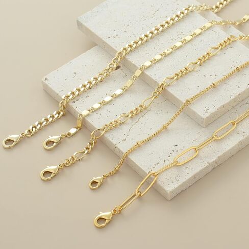 Ankle Bracelets for Women - Waterproof 14k Gold Jewelry Set with Layered Cuban Figaro Link Chains, Adjustable Size Gold Anklets Gift Perfect for Daily Wear in Saudi Arabia