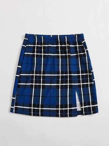 Milumia Women's Plaid Print Bodycon Mini Skirt Vintage High Waist Pencil Slit Hem Skirts in Saudi Arabia