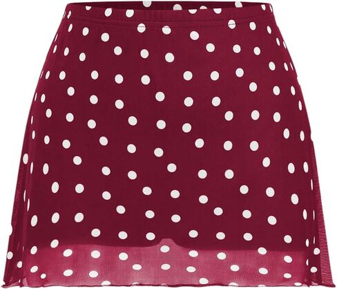 Verdusa Women's Y2K Vintage Polka Dots Mini Virts Mesh A Line Short Skirt in Kuwait