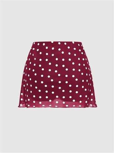 Verdusa Women's Y2K Vintage Polka Dots Mini Virts Mesh A Line Short Skirt in Kuwait