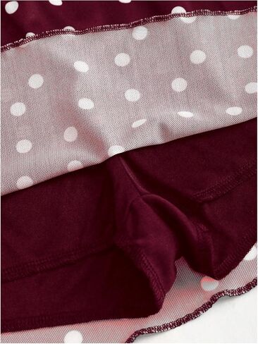 Verdusa Women's Y2K Vintage Polka Dots Mini Virts Mesh A Line Short Skirt in Kuwait