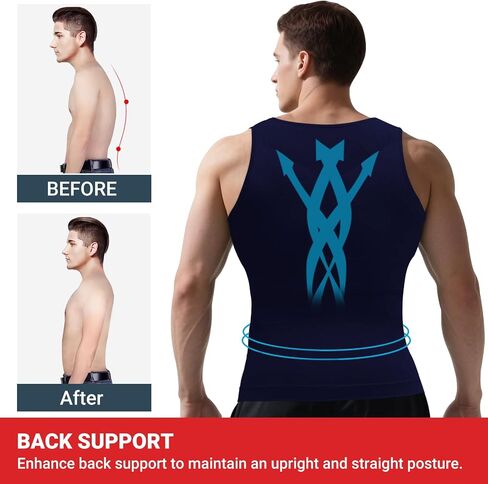 Compression Shirts for Men Tummy Control Undershirt Gynomastica Slimming Vest Waist Trainer Tank Top Shapewear Blue in Saudi Arabia