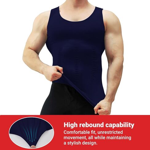 Compression Shirts for Men Tummy Control Undershirt Gynomastica Slimming Vest Waist Trainer Tank Top Shapewear Blue in Saudi Arabia