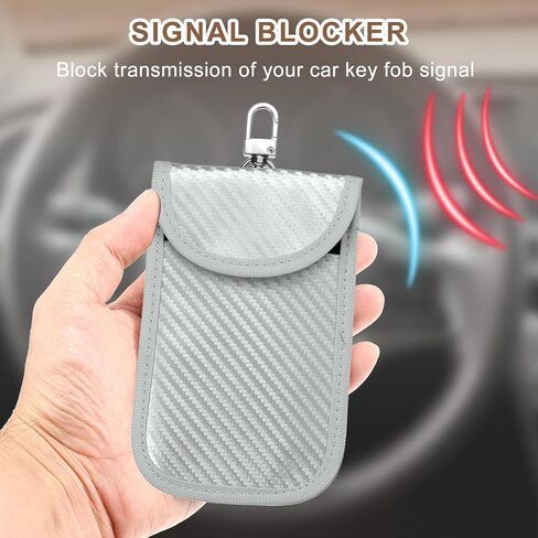 HARFINGTON 2 حزمة من حقيبة فاراداي لمفاتيح السيارة، حقيبة فاراداي RFID فوب حامي مفتاح الإشارة حجب مضاد للسرقة، حافظة قفص أمان باللون الفضي in Saudi Arabia