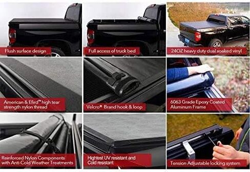 غطاء تونيو ناعم قابل للطي مقاس 8'2 بوصة متوافق مع 2019-2026 Chevy Silverado GMC Sierra 1500 2500 HD 3500 HD غطاء سرير شاحنة من الفينيل | Fleetside in Kuwait