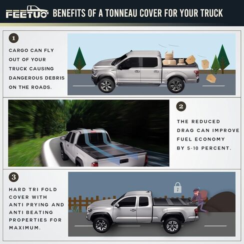 Hard Tri Fold Tonneau Cover Truck Bed for Compatible with 2007-2025 Chevy Silverado/GMC Sierra 1500 5.8FT/69.3inch Not for CarbonPro Bed in Kuwait