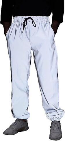 Reflective Athletic Jogger Pants, Elastic Waist with Drawstring, in Saudi Arabia