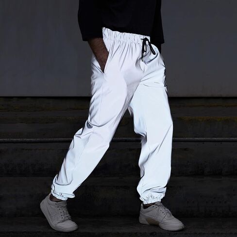 Reflective Athletic Jogger Pants, Elastic Waist with Drawstring, in Saudi Arabia
