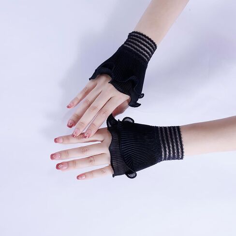 AUOCATTAIL Flared Wrist Sleeves Fake Cuffs Elastic Bracelet Wrist Cuff for Women Cosplay Wedding Tea Party Masquerade in Saudi Arabia
