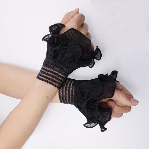 AUOCATTAIL Flared Wrist Sleeves Fake Cuffs Elastic Bracelet Wrist Cuff for Women Cosplay Wedding Tea Party Masquerade in Saudi Arabia