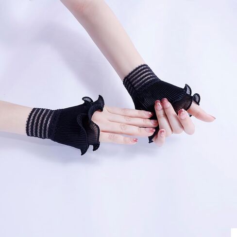 AUOCATTAIL Flared Wrist Sleeves Fake Cuffs Elastic Bracelet Wrist Cuff for Women Cosplay Wedding Tea Party Masquerade in Saudi Arabia