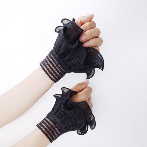 AUOCATTAIL Flared Wrist Sleeves Fake Cuffs Elastic Bracelet Wrist Cuff for Women Cosplay Wedding Tea Party Masquerade in Saudi Arabia