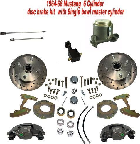 1964-66 Mustang 6 Cylinder Front Disc Brake Kit for 14-Inch- 4 lug Wheels, non power Dual Bowl Manual brakes, master cylinder only in Saudi Arabia