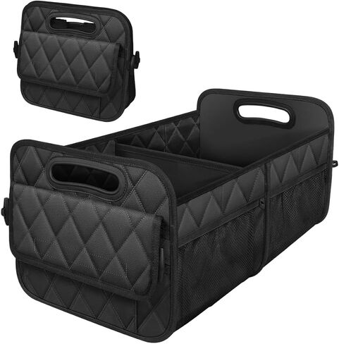 Car Trunk Organizer, Collapsible Auto Storage Box with Multi Pockets, Waterproof Oxford Cargo Organizer with Reinforced Handles, Universal Car Accessories for Men Women (Black) in Saudi Arabia