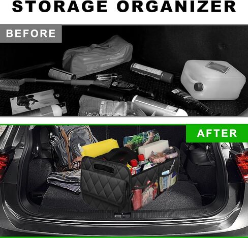 Car Trunk Organizer, Collapsible Auto Storage Box with Multi Pockets, Waterproof Oxford Cargo Organizer with Reinforced Handles, Universal Car Accessories for Men Women (Black) in Saudi Arabia
