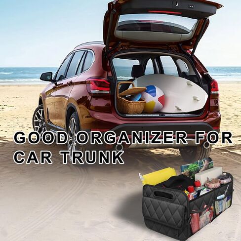 Car Trunk Organizer, Collapsible Auto Storage Box with Multi Pockets, Waterproof Oxford Cargo Organizer with Reinforced Handles, Universal Car Accessories for Men Women (Black) in Saudi Arabia