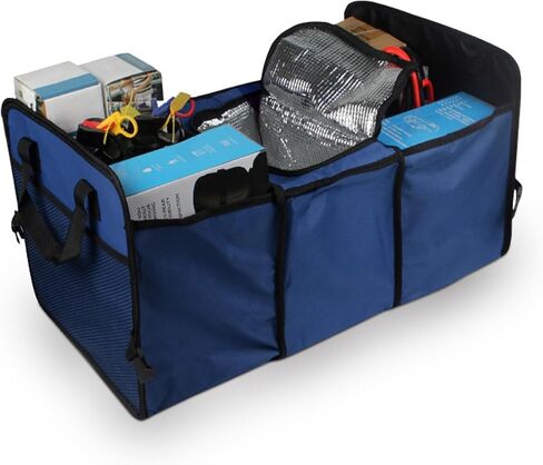 Car Trunk Organizer, Oxford Fabric Waterproof & Anti-Slip Vehicle Storage Box with Leak Proof & Insulated Cooler Bag, Large Capacity Foldable Auto Storage Box for Car, SUV, Truck (Blue) in Saudi Arabia