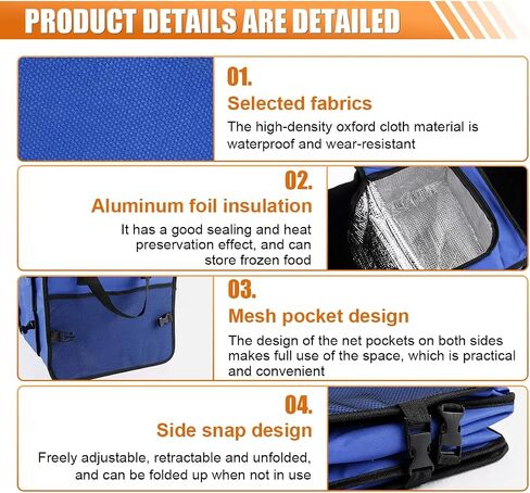 Car Trunk Organizer, Oxford Fabric Waterproof & Anti-Slip Vehicle Storage Box with Leak Proof & Insulated Cooler Bag, Large Capacity Foldable Auto Storage Box for Car, SUV, Truck (Blue) in Saudi Arabia