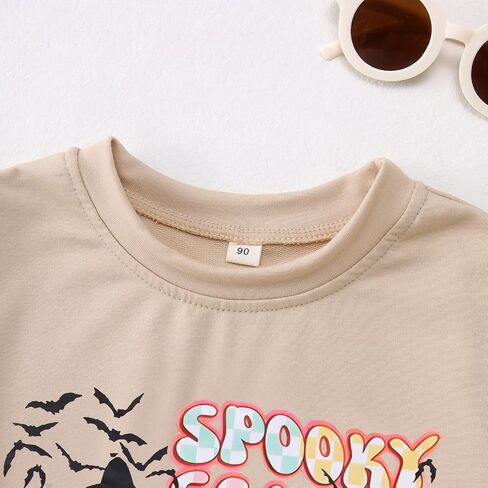 CM C&M WODRO Toddler Girl Halloween Crewneck Sweatshirt Spooky Season Shirt Long Sleeve Pumpkin Cat Graphic Kid Pullover Tops in Saudi Arabia