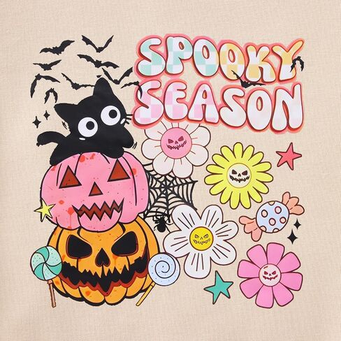 CM C&M WODRO Toddler Girl Halloween Crewneck Sweatshirt Spooky Season Shirt Long Sleeve Pumpkin Cat Graphic Kid Pullover Tops in Saudi Arabia
