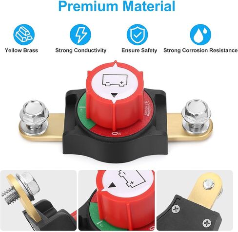 Linkstyle Side Post Battery Disconnect Switch 12-48V 275A Heavy Duty Car Battery Kill Switch with Brass Terminals, On Off Power Cut Off Switch for Automotive RV Marine Boat Truck Solar in Saudi Arabia