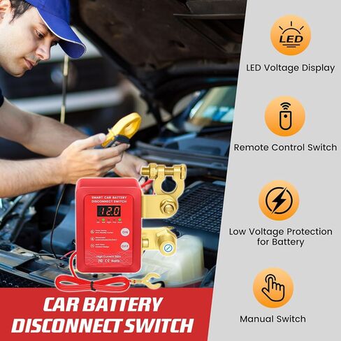 مفتاح فصل البطارية عن بعد 12 فولت 240 أمبير - مفتاح قتل مضاد للسرقة للسيارة/الشاحنة/RV مع شاشة عرض جهد LED وتيار الاستعداد 0.001 أمبير in Kuwait