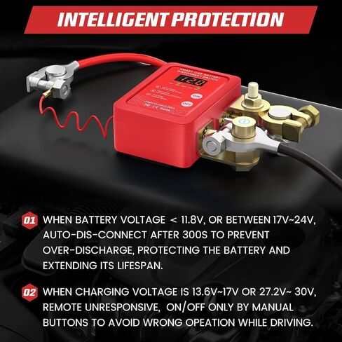 مفتاح فصل البطارية عن بعد 12 فولت 240 أمبير - مفتاح قتل مضاد للسرقة للسيارة/الشاحنة/RV مع شاشة عرض جهد LED وتيار الاستعداد 0.001 أمبير in Kuwait