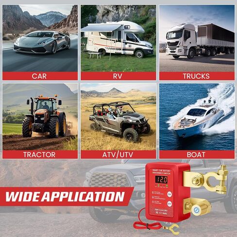 مفتاح فصل البطارية عن بعد 12 فولت 240 أمبير - مفتاح قتل مضاد للسرقة للسيارة/الشاحنة/RV مع شاشة عرض جهد LED وتيار الاستعداد 0.001 أمبير in Kuwait