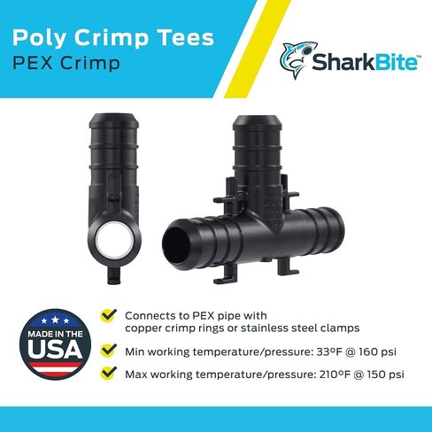 تيشيرت مجعد من البوليستر مقاس 1/2 بوصة من SharkBite، عبوة من 25 قطعة، أنبوب PEX، PE-RT، UP362 in Saudi Arabia