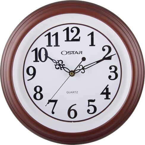 OSTAR Atomic Wall Clock, 11 Inch Round Battery Operated Clock (Gold) in Saudi Arabia