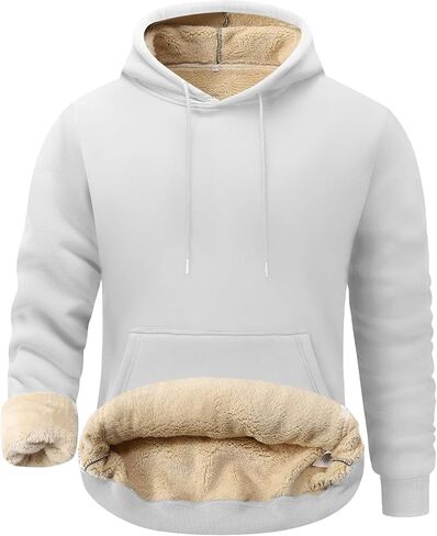 Kissonic Men's Fleece Hoodie Pullover Long Sleeve Sherpa Lined Warm Hooded Sweatshirt in Saudi Arabia
