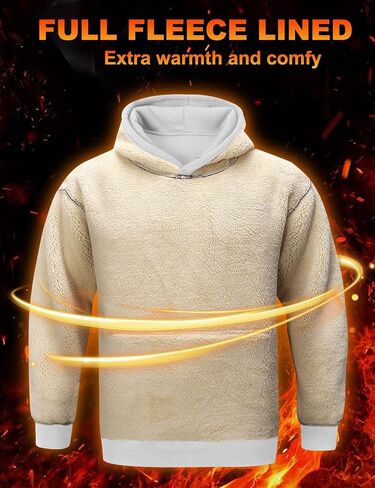 Kissonic Men's Fleece Hoodie Pullover Long Sleeve Sherpa Lined Warm Hooded Sweatshirt in Saudi Arabia