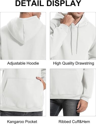 Kissonic Men's Fleece Hoodie Pullover Long Sleeve Sherpa Lined Warm Hooded Sweatshirt in Saudi Arabia