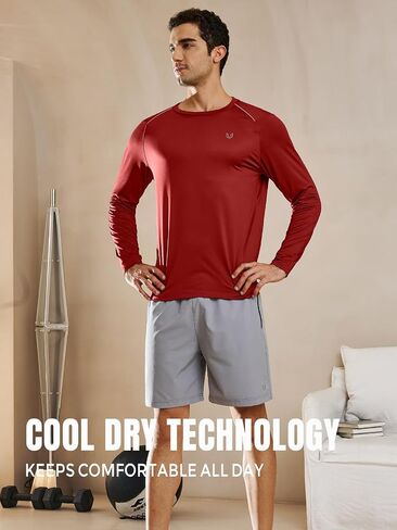 Men's Long Sleeve T-Shirts Quick Dry Running Shirt for Athletic Workouts in Saudi Arabia