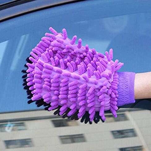 Double-Sided Car Care Cleaning Gloves Chenille Towel Mitt Microfiber Washing Tools Gloves Brushes Soft Rags Cloth (1Pcs-Random Color) in Saudi Arabia