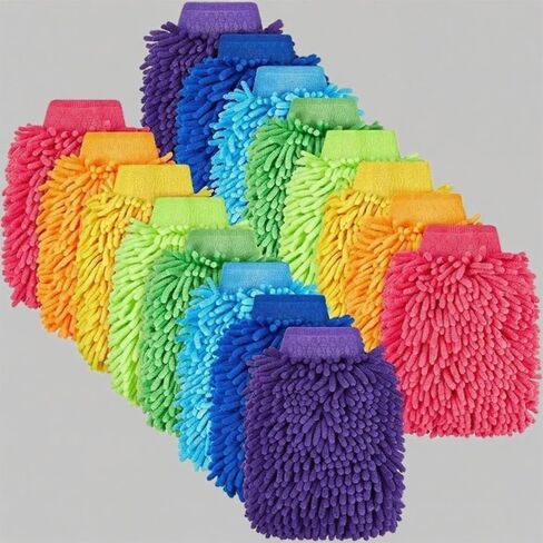 Double-Sided Car Care Cleaning Gloves Chenille Towel Mitt Microfiber Washing Tools Gloves Brushes Soft Rags Cloth (1Pcs-Random Color) in Saudi Arabia
