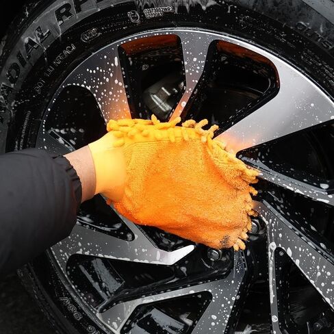 Double-Sided Car Care Cleaning Gloves Chenille Towel Mitt Microfiber Washing Tools Gloves Brushes Soft Rags Cloth (1Pcs-Random Color) in Saudi Arabia