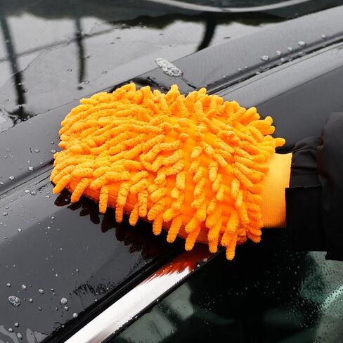 Double-Sided Car Care Cleaning Gloves Chenille Towel Mitt Microfiber Washing Tools Gloves Brushes Soft Rags Cloth (1Pcs-Random Color) in Saudi Arabia