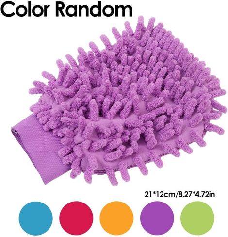 Double-Sided Car Care Cleaning Gloves Chenille Towel Mitt Microfiber Washing Tools Gloves Brushes Soft Rags Cloth (1Pcs-Random Color) in Saudi Arabia
