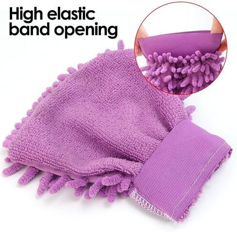 Double-Sided Car Care Cleaning Gloves Chenille Towel Mitt Microfiber Washing Tools Gloves Brushes Soft Rags Cloth (1Pcs-Random Color) in Saudi Arabia