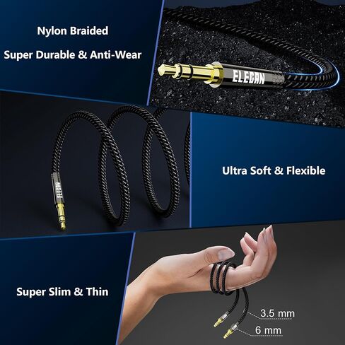 3.5mm AUX Cable 10 Ft/2 Pack (Hi-Fi Sound-Zinc Alloy Case-OD 3.5MM-Ultra Slim&Soft) Auxiliary Stereo Audio Cable Braided 1/8 inch 3.5 mm AUX Cord for Headphones,Car,Home Stereos, Speaker,Phones in Saudi Arabia