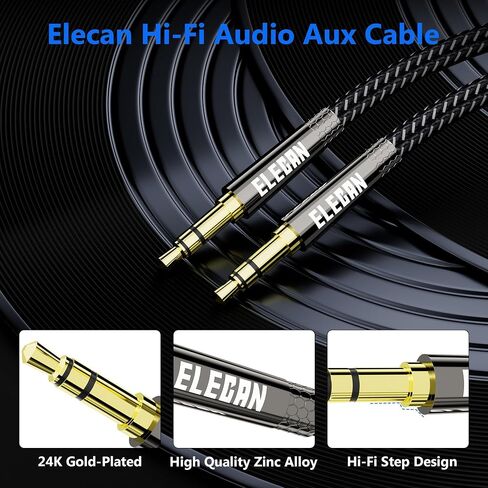 3.5mm AUX Cable 10 Ft/2 Pack (Hi-Fi Sound-Zinc Alloy Case-OD 3.5MM-Ultra Slim&Soft) Auxiliary Stereo Audio Cable Braided 1/8 inch 3.5 mm AUX Cord for Headphones,Car,Home Stereos, Speaker,Phones in Saudi Arabia