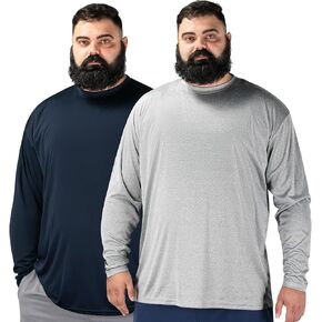 قمصان رجالية كبيرة وطويلة الأكمام طويلة الأكمام سريعة الجفاف وممتصة للرطوبة وخفيفة الوزن ومطاطة للتمرين في صالة الألعاب الرياضية 2 حزمة in Kuwait