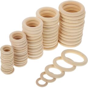 60Pcs Decorative Wooden Curtain Rings Natural Rings for Drapery Handheld Bag Accessories Rustic Home Decor for Daily Use in Kuwait