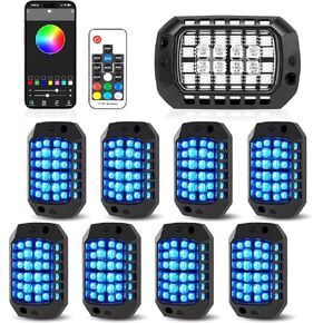 8 Pods LED Rock Lights Kit, Multi-Color, App/Remote Control - Waterproof Underglow Lights for Truck SUV ATV Boat - Music Mode in Kuwait