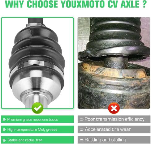 Youx Moto CV المحور الخلفي مناسب لقطط القطب الشمالي 4x4 400 450 500 550 650 700 1000 2006 2007 2008 2009 2010-2014، خلفي يسار/يمين، 1502-343، 1502-798، 1502-938، 4340 محرك فولاذي كرومولي نصف عمود in Saudi Arabia