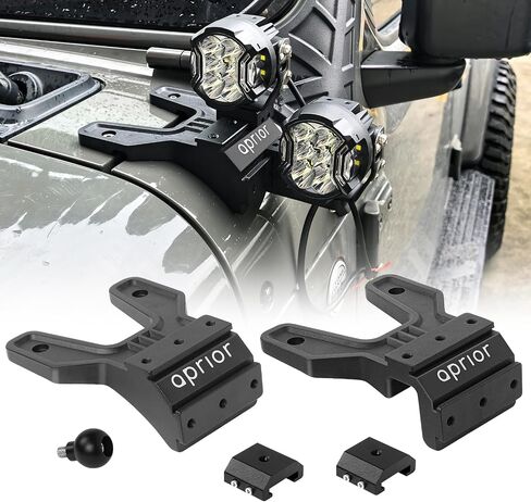 Quick Release Dual A-Pillar Light Mounts for Jeep Wrangler JL/JLU & Gladiator JT 2018-2025 - Non-Destructive Installation, Modular Brackets for Offroad LED Pod Lights & Ditch Lights (Not for 4xe) in Saudi Arabia