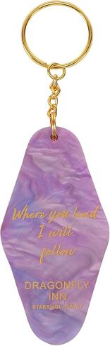 ASVP Shop Dragonfly Inn Motel Keychain – Purple Marble Acrylic Key Tag with Gold Engraving, Stars Hollow CT, ‘Where You Lead I Will Follow’ Collectible Gift in Saudi Arabia